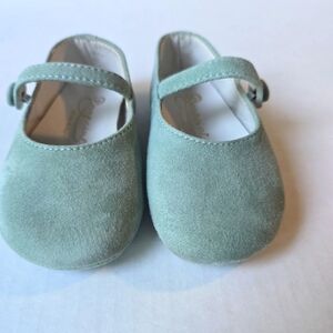 Bonpoint Kids Suede Mary Jane Shoes - Green Size: 19